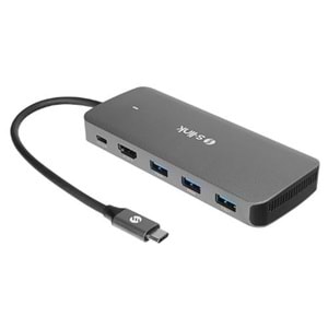 S-link SWV-USBC036 6 in 1 Gri Metal Type-C to HDMI Depolama Fonskiyonlu 6 in 1 USB-C Hub