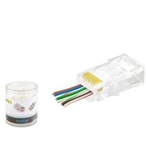 NODAR ND2407 CAT6 EZ RJ45 Konnektör 100 Adet Plastik Kutu 