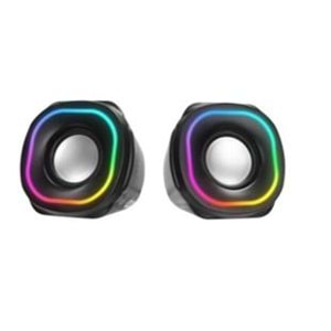 Mikado MD-180 2.0 3W-2 Siyah RGB Aydınlatmalı USB + 3.5mm USB 5V Speaker Hoparlör