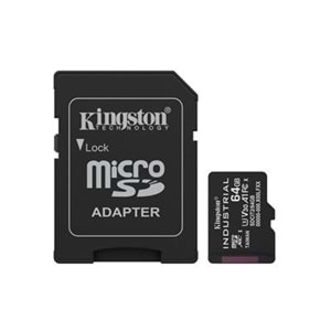 Kingston SDCIT2-64GB 64GB microSDXC Industrial C10 A1 pSLC Card + SD Adapter Hafıza Kartı