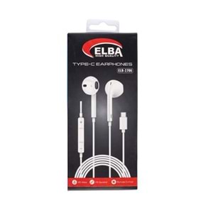 Elba Elb-2706 Beyaz Kulakiçi Type-c Mikrofonlu Kablolu Kulaklık (Ses Kontrol)