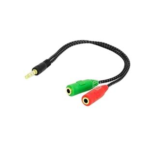 Frisby FA-6632AC 2 x 3.5mm Stereo Dişi - 4pin 3.5mm Stereo Erkek Y Kablo