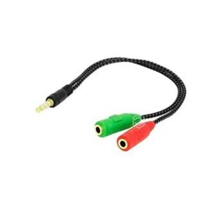 Frisby FA-6632AC 2 x 3.5mm Stereo Dişi - 4pin 3.5mm Stereo Erkek Y Kablo