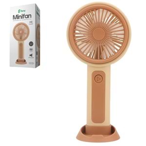 Feny FN-F25 Krem- Kahverengi Kademeli Ultra Sessiz Şarjlı Taşınabilir,Standlı 500Mah Mini El Fanı