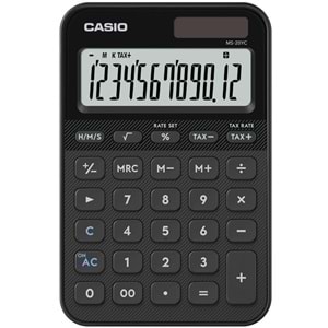 Casio MS-20YC-BK 12 Hane Siyah Masa Üstü Hesap Makinesi