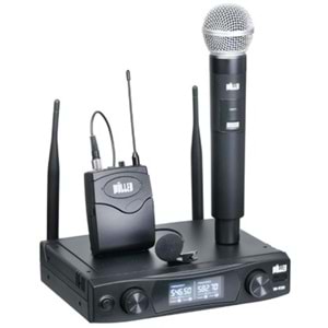 Wöller W-920EY UHF Çift Kanallı Led Ekran Kablosuz Yaka ve El Mikrofonu