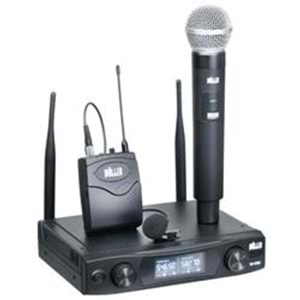 Wöller W-920EY UHF Çift Kanallı Led Ekran Kablosuz Yaka ve El Mikrofonu