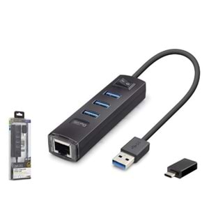 iETOP RJ4503 USB Type-C 3.2 Gen1 Combo Anahtarlı Hub Gigabit LAN 4 Port 5 Gbps Siyah