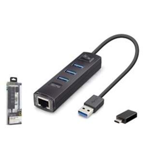 iETOP RJ4503 USB Type-C 3.2 Gen1 Combo Anahtarlı Hub Gigabit LAN 4 Port 5 Gbps Siyah