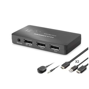 HADRON HDX1426 DisplayPort KVM Switch 2 Console USB Port 2 DisplayPort Siyah