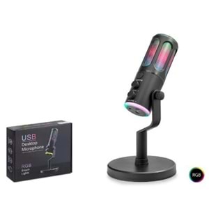 HADRON SU8 Gaming RGB Masaüstü Mikrofon DSP Gürültü Önleme Echo Type-C Siyah