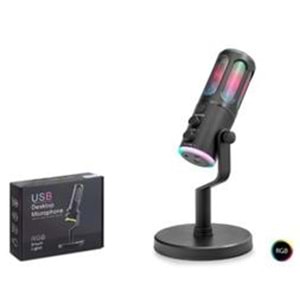 HADRON SU8 Gaming RGB Masaüstü Mikrofon DSP Gürültü Önleme Echo Type-C Siyah