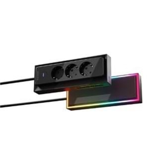 S-link PRZ05 3 Soketli 2 USB 2 Type-C PD20 2M 306 Joule Tam Bakır Gaming Siyah Akım Korumalı Priz