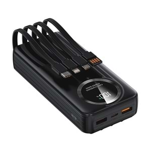 S-link IP-G220 20000mAh PD20W+QC3.0 Dahili Kablolu Siyah LCD Taşınabilir Pil Şarj Cihazı Powerbank