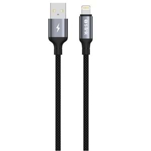 S-link Armor UL-01 12W 1.2m USB to Lightning PD Örgülü Metal Başlıklı Siyah Hızlı Şarj Kablosu