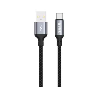 S-link Armor UC-01 12W 1.2m USB to Type-C PD Örgülü Metal Başlıklı Siyah Hızlı Şarj Kablosu