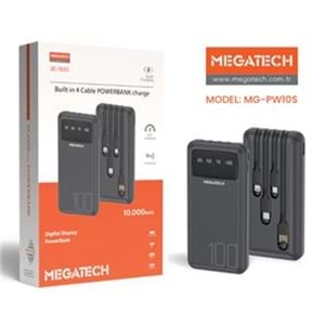 Megatech MG-PW10S 10.000 Mah Siyah Powerbank Digital Gösterge Hızlı Şarj 