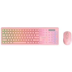 Everest KM-319BT Pembe 2.4G+BT1+BT2 Çoklu Cihaz Bağlantılı Q Set Kablosuz Klavye + Mouse