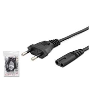 HADRON HDX5534 Teyp Güç Kablosu 2 Pin 1 mm 500W C7 Figure 8 1 m Siyah