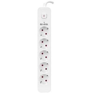 S-link SPG501S 1.5m 1.5mm 100 yüzde Bakır 750 Joule 5 li Anahtarlı Akım Korumalı Priz
