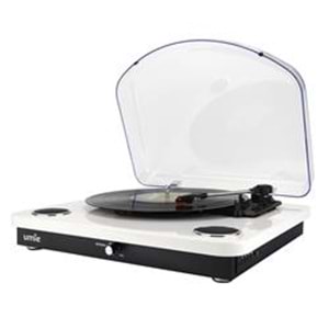 UMİE Bemol Beyaz Piano Kaplama 10W BT İN, BT OUT, RCA, USB Özellikli Nostaljik Pikap
