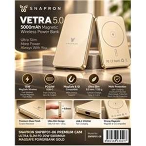 Snapron Snppb01-06 Gold 5000 mah Pd 20W USB- C MAGSAFE Ultra Silim ( Magnetic Wireless)