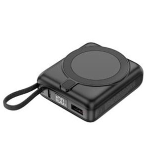 S-link M10L 10000mAh Magsafe 15W PD22.5W+QC3.0 18W Siyah Led Logo Şarj Cihazı Powerbank