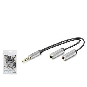 HADRON HDX1087 3.5 mm Kulaklık Mikrofon Ayırıcı Kablo 23 cm Siyah