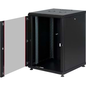 AGER 16U 600x800mm Dikili Tip Siyah Kabinet Agena AG-AN16U6080S1 Cam Kapak