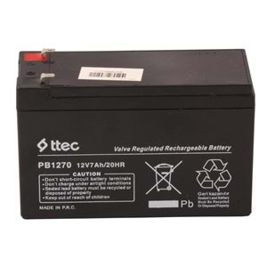Ttec 12V 7AH-20HR Base Bakımsız Kuru Akü Alarm-Siren için Ups Uygun Değil 1,75 Kg 