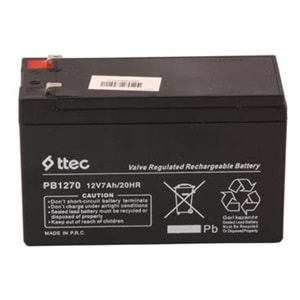 Ttec 12V 7AH-20HR Base Bakımsız Kuru Akü Alarm-Siren için Ups Uygun Değil 1,75 Kg 