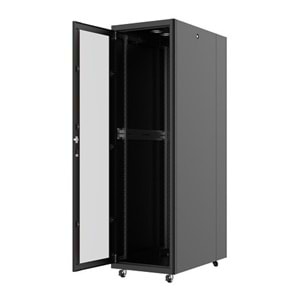 AGER 22U 600x1000mm Dikili Tip Siyah Kabinet Vega AG-VB22U6010S1 Cam Kapak