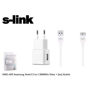 S-link SMG-492 2000mah Note 3 Şarj Kablo Priz Data Şarj Kablosu 