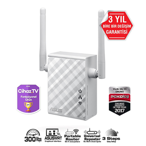 ASUS RP-N12 N300 2.4GHZ Mesafe Genişletici EV Ofis Tipi 2x 2dbi sabit anten