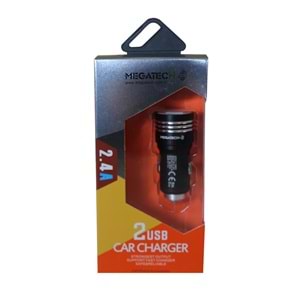 Megatech T05-M24 Renkli 2.4A 2Usb Çelik Araç Şarj Aleti 