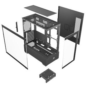 POWERBOOST 750W 80+ BRONZE PB-J9031B 3-ARGB Fanlı Gaming Mid-Tower PC Kasası