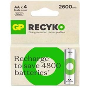 GP AA 2600 mAh Şarjlı Kalem Pil 4'lü Paket GP270AAHCEMTR
