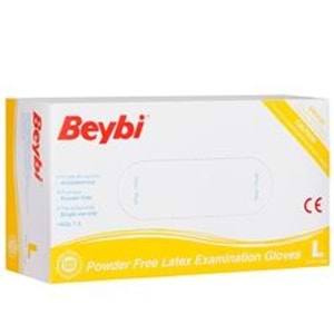 Beybi Lateks Pudrasız (L) Large Beden Muayene Eldiven 100lü Paket 