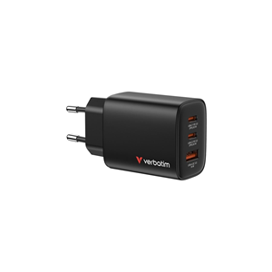 VERBATIM Essentials 32352 GaN Şarj Cihazı 65W - 3 Port - 2x USB-C PD 3.0 65W + USB-A QC 3.0 18W