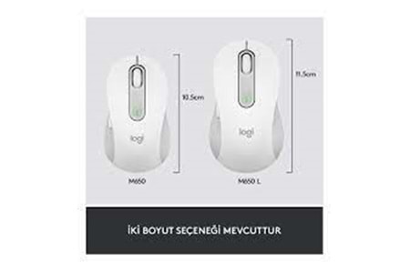 Logitech 910-006238 M650 L Signature Kablosuz Beyaz El Tam Boyutlu Mouse