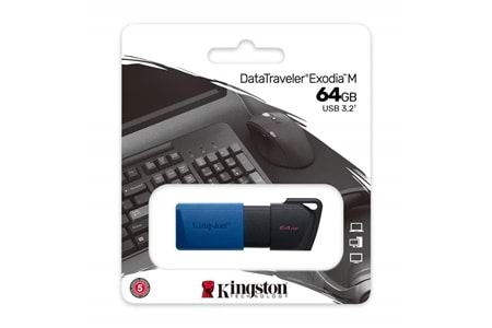 Kingston DTXM-64GB 64GB USB3.2 Gen 1 DataTraveler Exodia M (Black + Blue) Flash Bellek