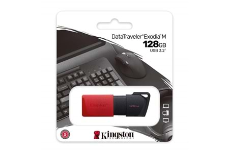 Kingston DTXM-128GB 128GB USB3.2 Gen1 DataTraveler Exodia M (Black + Red) Flash Bellek