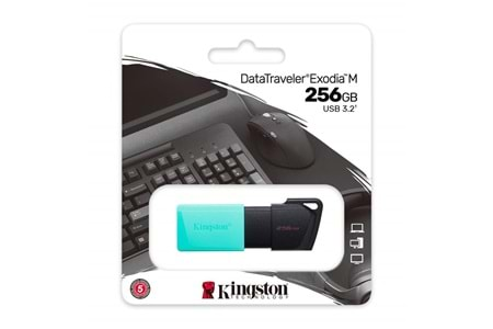 Kingston DTXM-256GB 256GB USB3.2 Gen1 DataTraveler Exodia M (Black + Teal) Flash Bellek