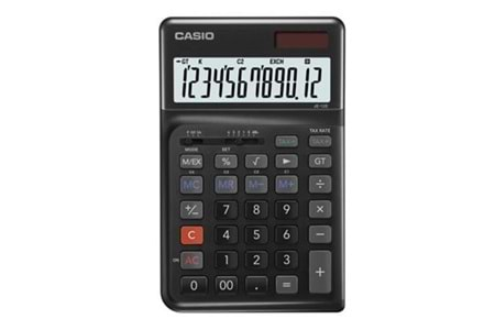 Casio JE-12E-BK Siyah 12 Hane Masa Üstü Ergonomik Tuşlu Hesap Makinesi