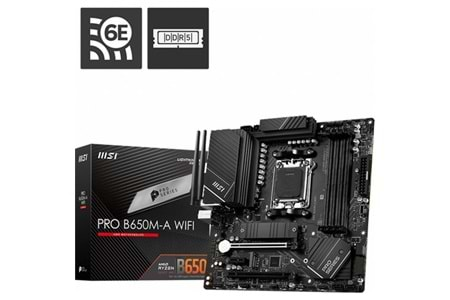 Msı Mb Pro B650M-A Wifi Am5 Ddr5 6400Mhz(Oc) Hdmı Dp M.2 Usb3.2 2.5G Lan Wifi 6E Matx Anakart