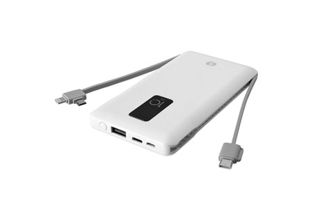 S-link IP-T100C 10000mAh Lightning+Micro+Type C Kablolu Powerbank Beyaz LCDli