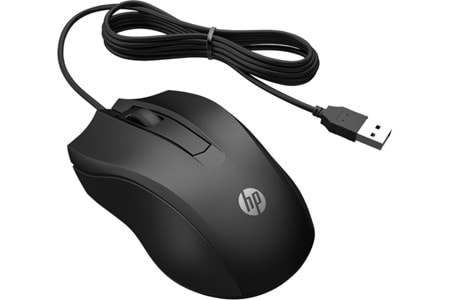 HP 100 6VY96AA Siyah Optik Kablolu Mouse 1.600 DPI Hassas Optik Sensörü