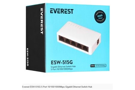 Everest ESW-515G 5 Port 10-100-1000Mbps Gigabit Ethernet Switch Hub