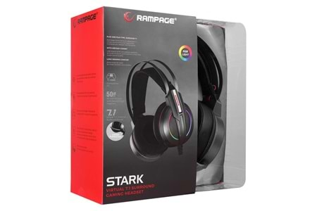 Rampage RM-K6 STARK PLUS USB 7.1 Double RGB Efektli Metalik Gri Gaming Oyuncu Mikrofonlu Kulaklık