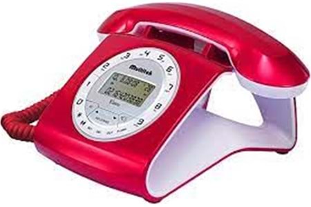 Multitek Retro Özel Tasarımlı Kablolu Siyah-Kırmızı Masa Üstü Telefon